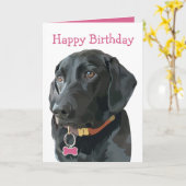 Happy Birthday Puppy Dog Black Labrador Retriever Kaart (Gele Bloem)