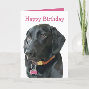 Happy Birthday Puppy Dog Black Labrador Retriever Kaart