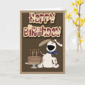 Happy Birthday Puppy Dog en Cake Kaart (Gele Bloem)