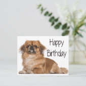 Happy Birthday Puppy Dog Zwart Briefkaart (Staand voorkant)