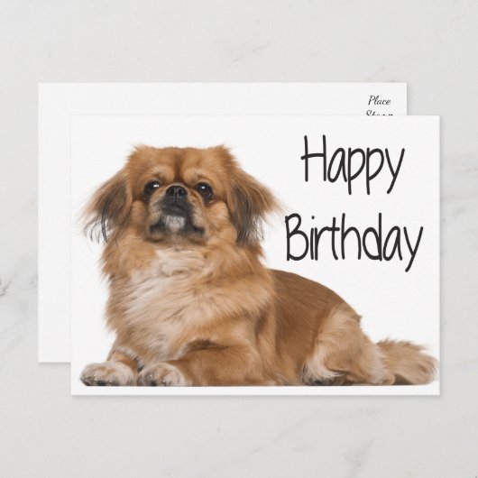 Happy Birthday Puppy Dog Zwart Briefkaart (Voorkant / Achterkant)