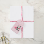 Happy Birthday Puppy Heart Pattern roze Cadeaulabel (Met Touw)