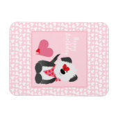 Happy Birthday Puppy Heart Pattern roze Magneet (Horizontaal)