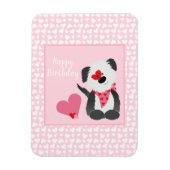 Happy Birthday Puppy Heart Pattern roze Magneet (Verticaal)