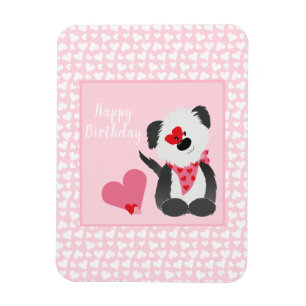 Happy Birthday Puppy Heart Pattern roze Magneet