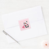 Happy Birthday Puppy Heart Pattern roze Vierkante Sticker (Envelop)