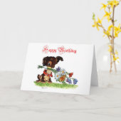 Happy Birthday Puppy Kaart (Gele Bloem)