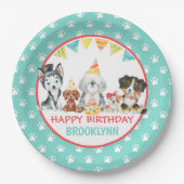 Happy Birthday Puppy Party Papieren Bordje (Voorkant)