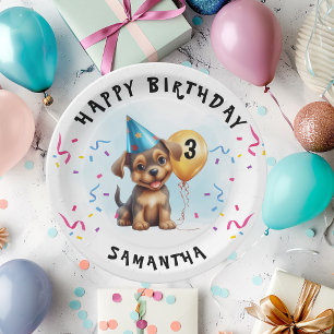 Happy Birthday Puppy Party Verjaardagspapier Bord