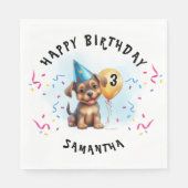 Happy Birthday Puppy Party Verjaardagspapier Servet (Voorkant)