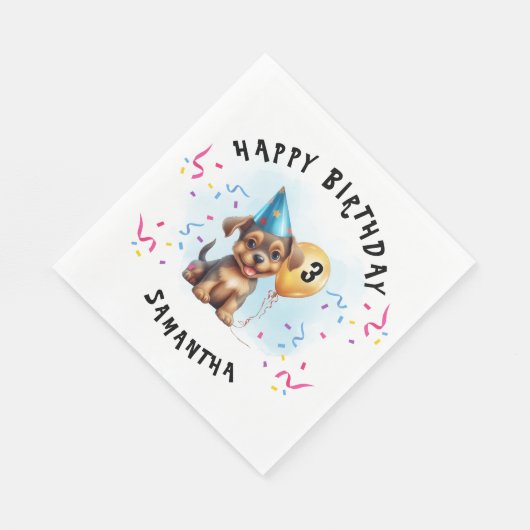 Happy Birthday Puppy Party Verjaardagspapier Servet (Hoek)