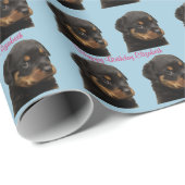 Happy Birthday, Puppy, Rottweiler, Aangepast Cadeaupapier (Rol Hoek)
