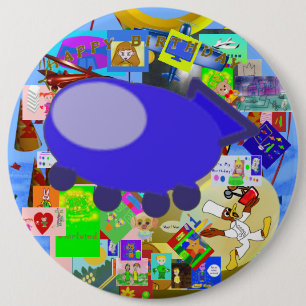 Happy Birthday Puppy Ruimteschip Button