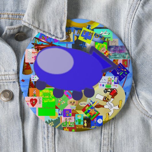 Happy Birthday Puppy Ruimteschip Button (In situ)