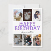 Happy Birthday Purpl 6 Photo Collage Wenskaart (Voorkant)