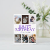 Happy Birthday Purpl 6 Photo Collage Wenskaart (Staand voorkant)