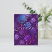 HAPPY BIRTHDAY PURPLE FLOWERS BRIEFKAART (Staand voorkant)