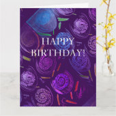 HAPPY BIRTHDAY PURPLE FLOWERS KAART (Gele Bloem)