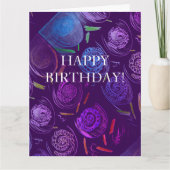 HAPPY BIRTHDAY PURPLE FLOWERS KAART (Voorkant)