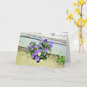 Happy Birthday Purple Flowers Stirs Card Kaart (Gele Bloem)