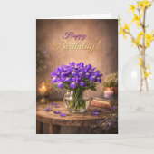 Happy Birthday Purple Iris Candlelight Kaart (Gele Bloem)