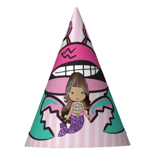 Happy Birthday Purplee Mermaid Birthday Pet Feesthoedjes (Voorkant)