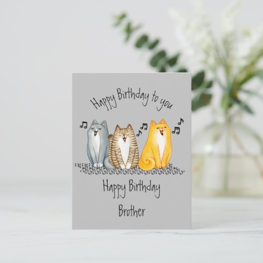Happy Birthday Purrfecer Brother Ever Cute Cats Briefkaart (Staand voorkant)