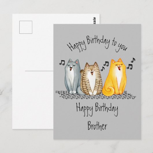 Happy Birthday Purrfecer Brother Ever Cute Cats Briefkaart (Voorkant / Achterkant)