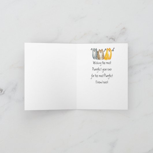 Happy Birthday Purrfect Friend Ever Cute Cats Kaart (Binnen)