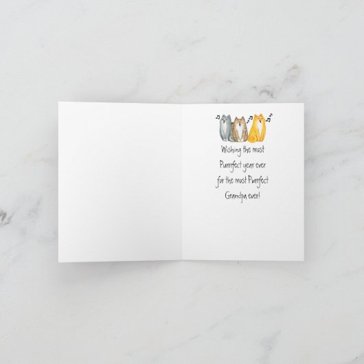 Happy Birthday Purrfect Grandpa Ever Cute Cats Kaart (Binnen)