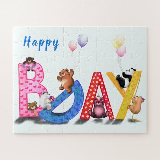 Happy Birthday Puzzle Baby Beren Party Legpuzzel (Horizontaal)