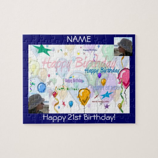 Happy Birthday Puzzle (Personaliseren met foto's) Legpuzzel (Horizontaal)