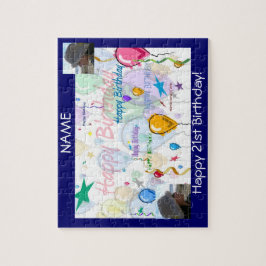Happy Birthday Puzzle (Personaliseren met foto's) Legpuzzel