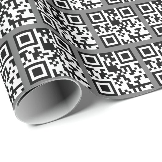 Happy Birthday QR Code on Grey Cadeaupapier (Rol Hoek)