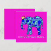 Happy Birthday Queen Elephant Flat Kaart (Voorkant / Achterkant)