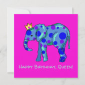 Happy Birthday Queen Elephant Flat Kaart (Voorkant)