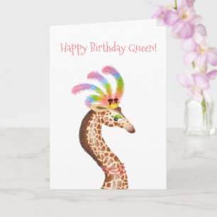 'Happy birthday queen' fabelachtige giraffe kaart