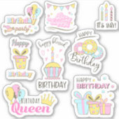 Happy Birthday Queen Sticker sheet (Voorkant)