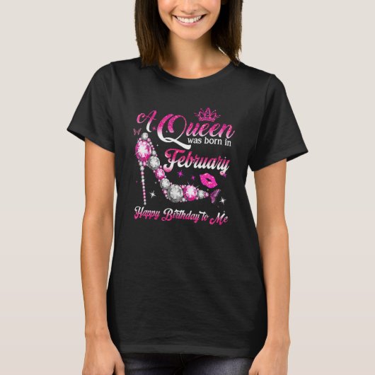 Happy Birthday Queen werd geboren in februari koni T-shirt (Voorkant)