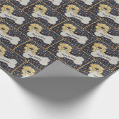 Happy Birthday Quilt Dog With a Bone Cadeaupapier (Hoek)