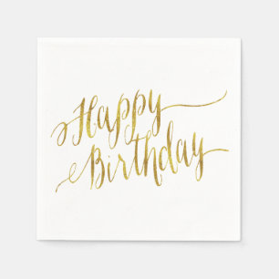 Happy Birthday Quote Gold Faux Folie Quottes Servet