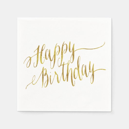 Happy Birthday Quote Gold Faux Folie Quottes Servet (Voorkant)