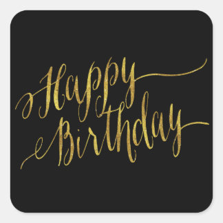 Happy Birthday Quote Gold Faux Folie Quottes Vierkante Sticker