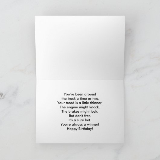 Happy Birthday Race Auto Humor Kaart (Binnen)
