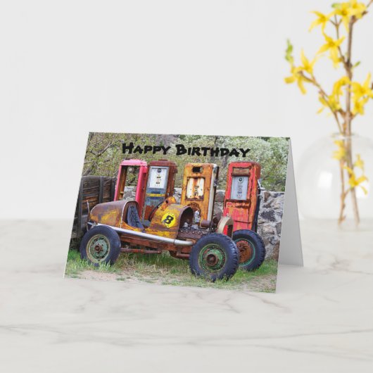 Happy Birthday Race Auto Humor Kaart (Gele Bloem)