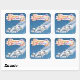 Happy birthday racing car cloud Square Vierkante Sticker