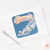 Happy birthday racing car cloud Square Vierkante Sticker (Envelop)