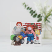 Happy Birthday Raggedy Ann Andy Briefkaart (Staand voorkant)