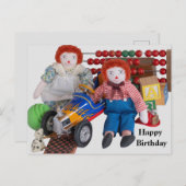 Happy Birthday Raggedy Ann Andy Briefkaart (Voorkant / Achterkant)