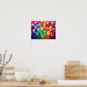 Happy Birthday Rainbow Balloons Poster (Keuken)